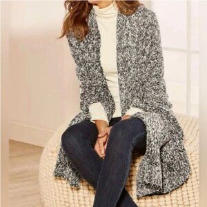 Soft Surroundings Cozy Cloud Wrap Sweater Shawl Black Gray Pockets, One Size